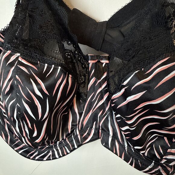 Elomi Morgan Banded Underwire Stretch Lace Bra Women's Size 40H (1) Black Pink - Picture 4 of 15